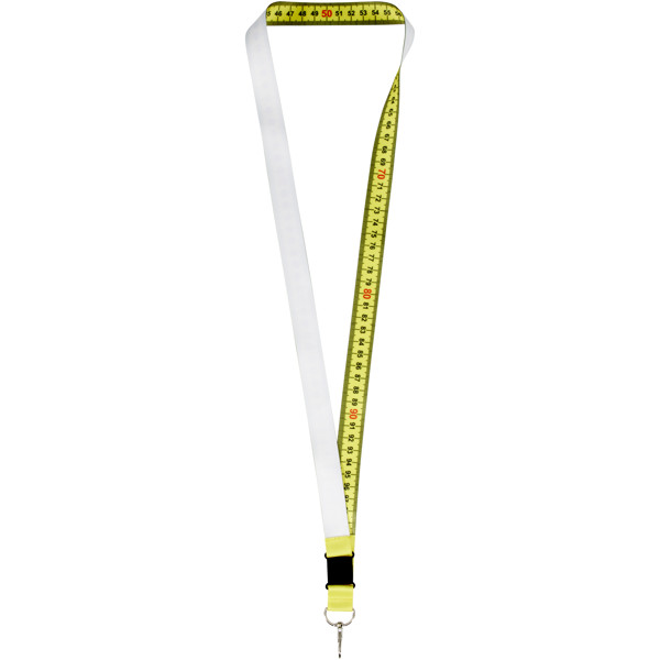 Isla 1 Meter RPET Sublimation Lanyard mit Sicherheitsverschluss - gelb / schwarz / weiss