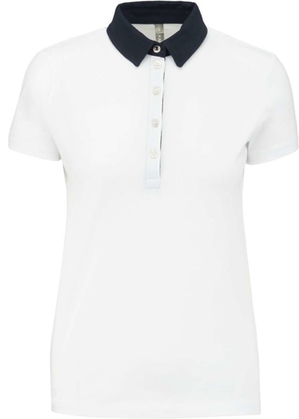 Ženska dvobojna polo majica od džerseja - Bijela / Navy / XL
