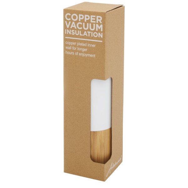 Garrafa de 540 ml de cobre isolada a vácuo em aço inoxidável com parede exterior de bambu "Torne" - Branco