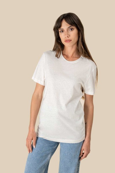 Eco-Friendly  Unisex Organic Cotton And Linen T-Shirt - Ivory / XL