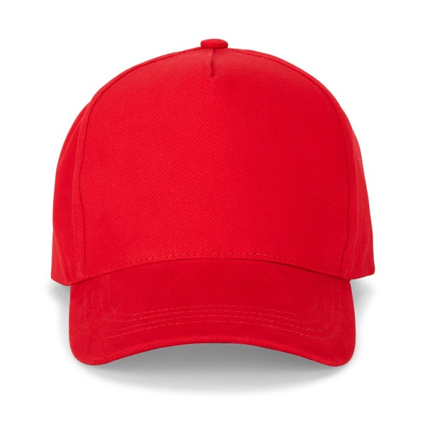 ASHTON. Čepice ze 100% bavlny (260 g/m²) s 5 panely - Červená