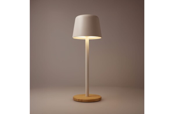 Lampe de table Solis à intensité variable avec pied en bambou - Blanc