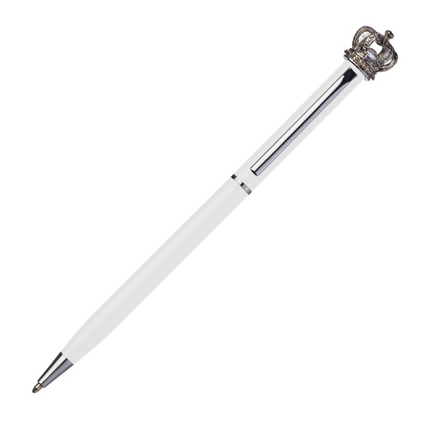 Metal ball pen with crown DYLAN - White