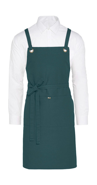 Provence - Crossover Eyelets Bib Apron With Pocket - Enamel Blue / ONE SIZE