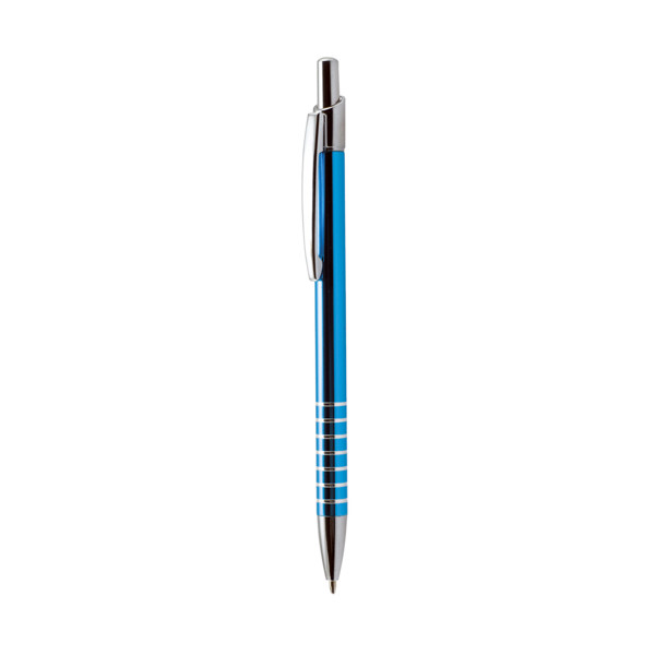 Esferográfica Em Metal, Sistema Pulsar - Azul Turquesa