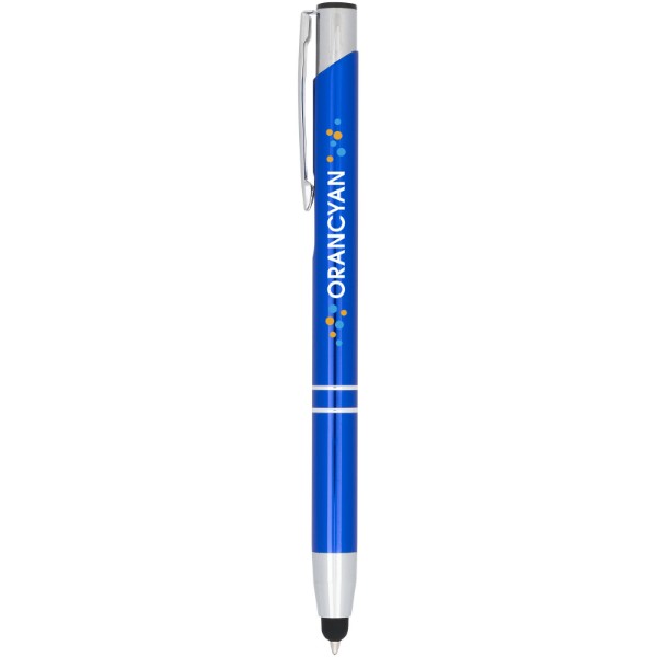 Penna a sfera metallica con stylus Moneta (inchiostro blu) - Blu royal