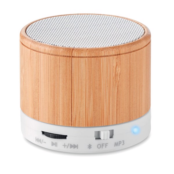 Round Bamboo wireless speaker - White