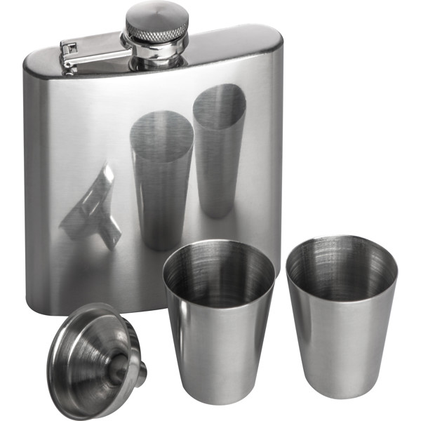 FAITH Flaska 2 db kupicával, 178 ml + 2 × 45ml - Silvergrey