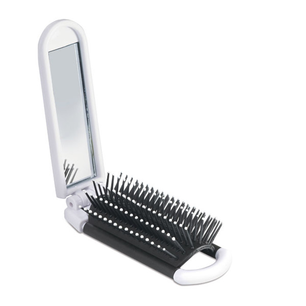 Foldable hairbrush with mirror Always