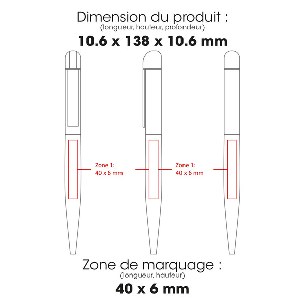 FOLK - BND62 - Stylo à bille en acier inoxydable recyclé - Blanc finition mat