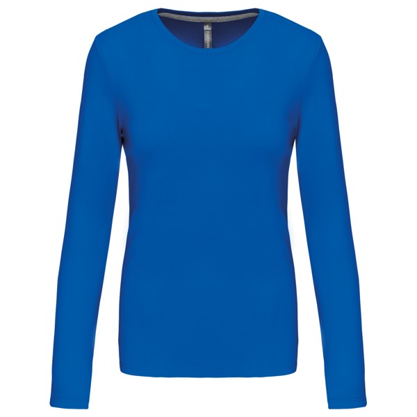 Ladies' Long-Sleeved Crew Neck T-Shirt - Light Royal Blue / M