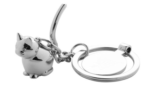 Trolley Coin Keyring Hoinzo, Cat - Silver