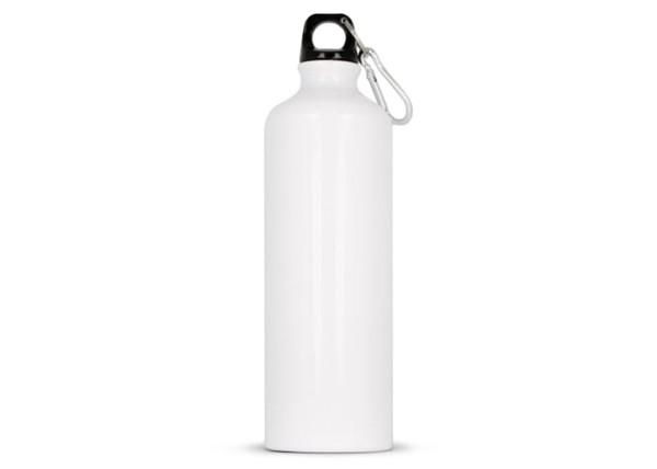 Water bottle aluminum with carabiner 750ml - White