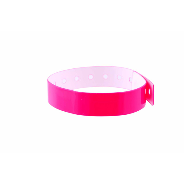 Bracelet D´Identification Inviolable Fluorescent En Vinyle - Rose