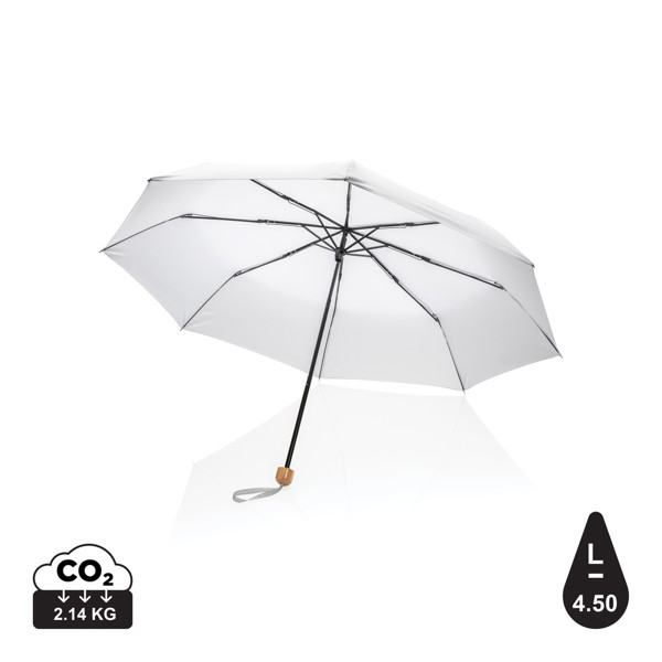 Impact Aware™ RPET bambus mini  dežnik, 104 cm -Bela