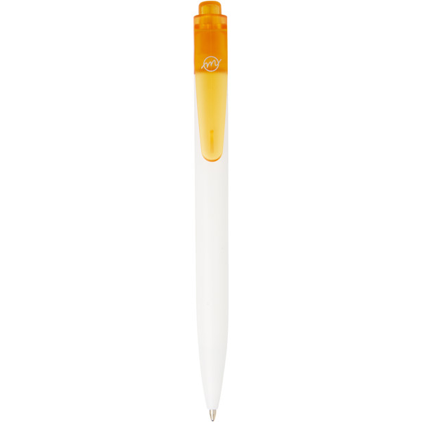 Esferográfica de plástico do oceano Thalaasa (tinta preta) - Laranja transparente / Branco