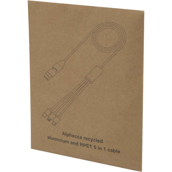 Alphecca recycled aluminium and RPET 5-in-1 charging cable