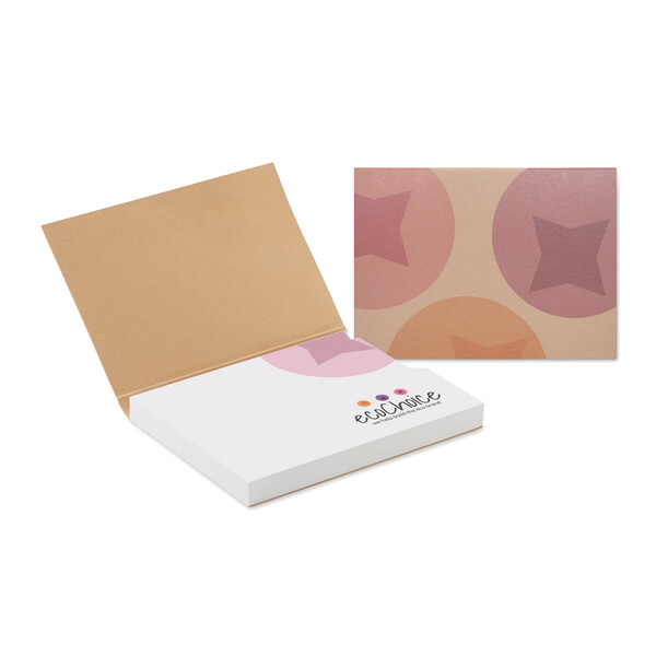 Recycled paper soft cover with 100 sticky notes (EU made) - Full colour