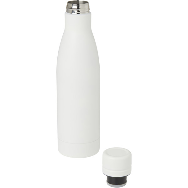 Bouteille isotherme Vasa en acier inoxydable recyclé certifié RCS de 500 ml avec isolation par le vide et couche de cuivre - Blanc