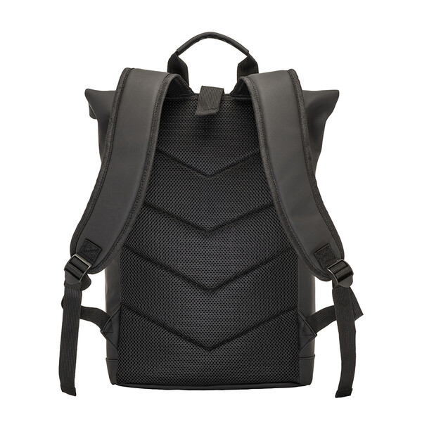Water-Resistant Soft Pu Laptop Backpack (15") - Black