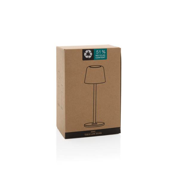 USB dobíjitelná stolní lampa Zenic z RCS recykl. plastu - Stříbrná