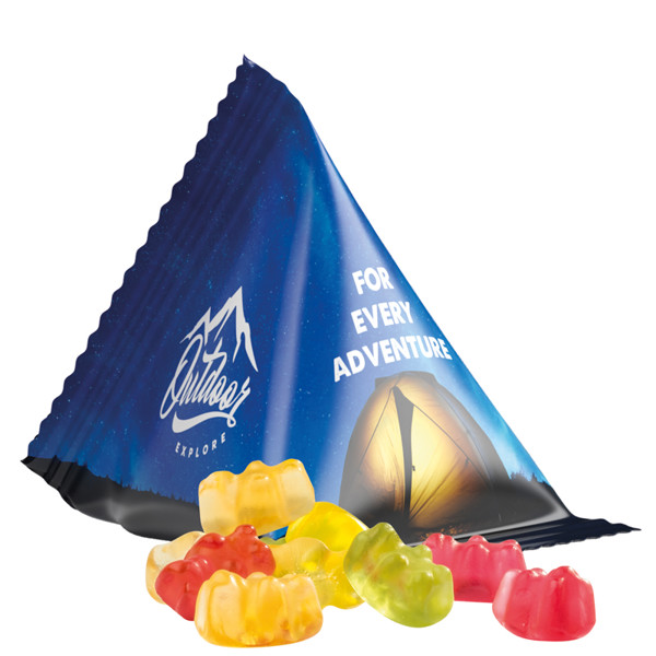 Jelly gums tetrahedron, foil white, Trolli fruit jelly gums premium bears | Trolli fruit jelly bears, 15 g