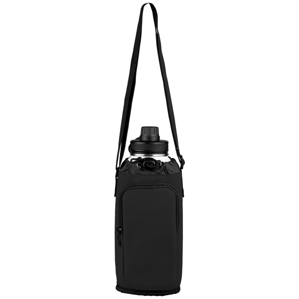 Malmö - Recycled PU Zipper Pocket Bottle Bag - 1.8 L - Black / Heat transfer