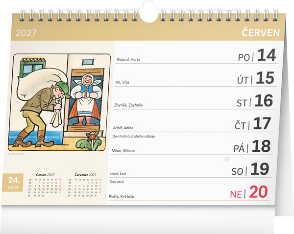 Notique Stolní Kalendář Josef Lada S Extra Velkým Kalendáriem 2027, 30 x 21 cm