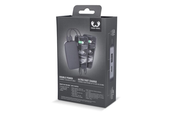 Fresh 'n Rebel powerbank 12000mAh, USB-C 20W - Temno siva