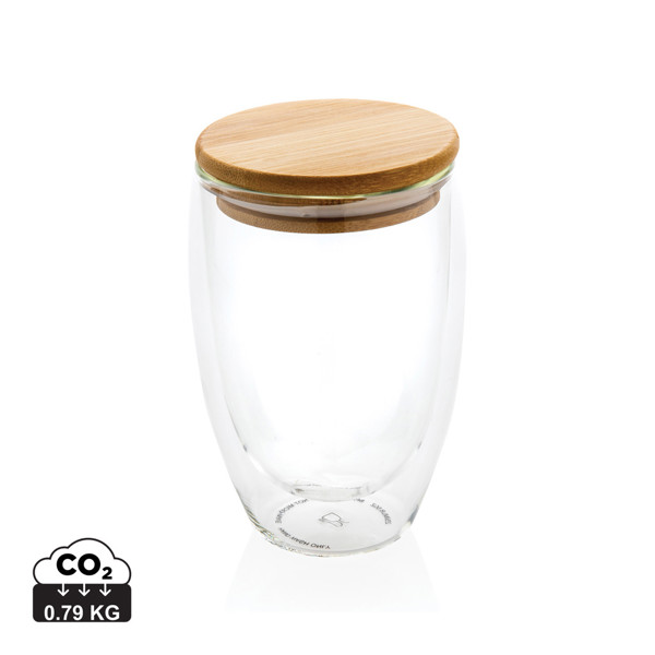 XD - Double wall borosilicate glass with bamboo lid 350ml