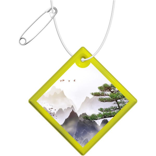 Pendente refletor de PVC em forma de diamante grande RFX™ - Amarelo neón
