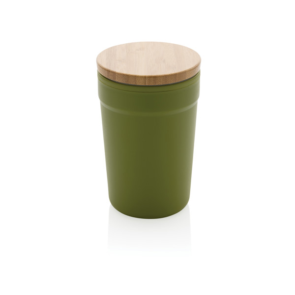 Mug 300ml en PP recyclé GRS avec couvercle en bambou - Vert