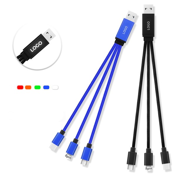 Charging USB cable LED 3in1 UC053 - WHITE
