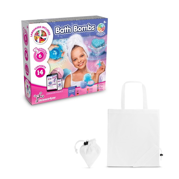 Bath Bombs Kit V. Jouet éducatif livré avec un sac cadeau pliable en 190T - Blanc