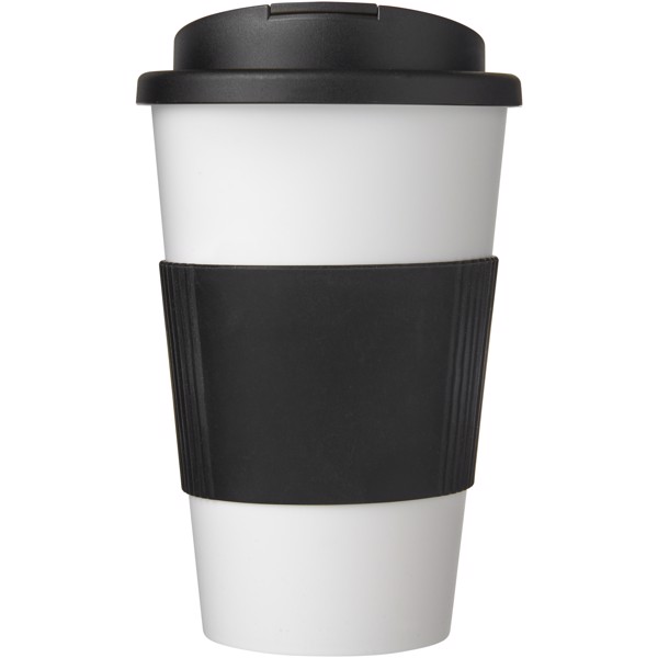 Termohrnček Americano® 350 ml s držadlom a uzáverom odolným proti vyliatiu - Biela / Jednofarebná čierna