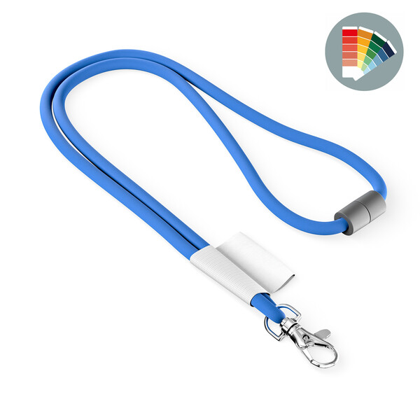 Polyester 2-tone cord lanyard with full colour label - Own PMS / Metal carabiner / Safety breakaway