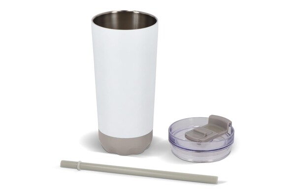 InSideOut Stainless Steel Double-Walled Norden Drink Cup with Straw  600ml - White