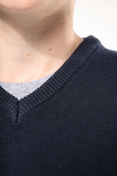 Kids' V-Neck Jumper - Grey Melange / 10/12