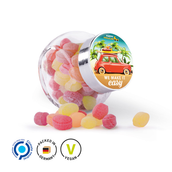 Bonbonglas, Weiß / Mini Bonbons Japanische Minze, 30 G