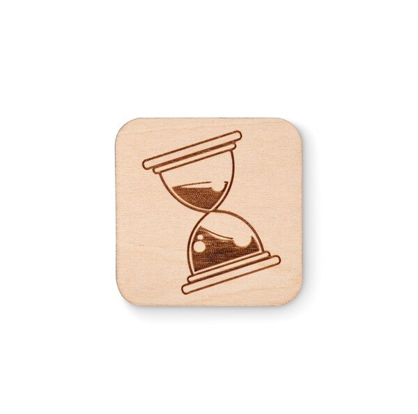Square shape wooden lapel pin - Butterfly clutch / Tissue paper wrapping