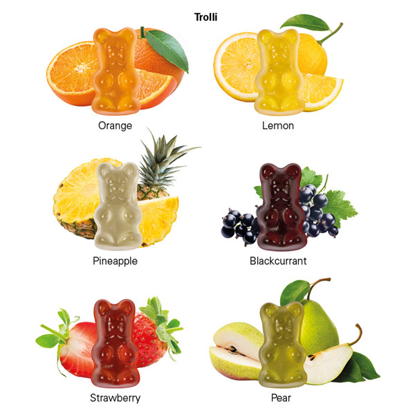Minitüte,12 g, Folie transparent, Trolli Vegane Gummibärchen, 14% Fruchtsaft | Folie, transparent