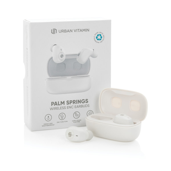 Ušesni čepki Urban Vitamin Palm Springs, ENC, 20 ur predvajanja - Bela