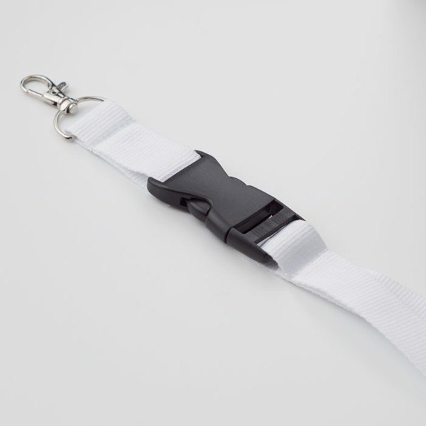 Lanyard with metal hook 25mm Wide Lany - White