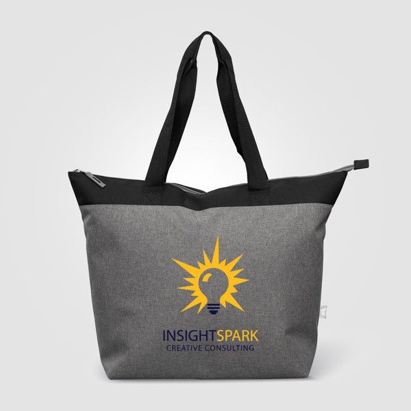 Metropolis Kühltasche mit Reißverschluss aus recyceltem 600D Polyester für 44 Dosen - 20 L - Grau / Siebdruck