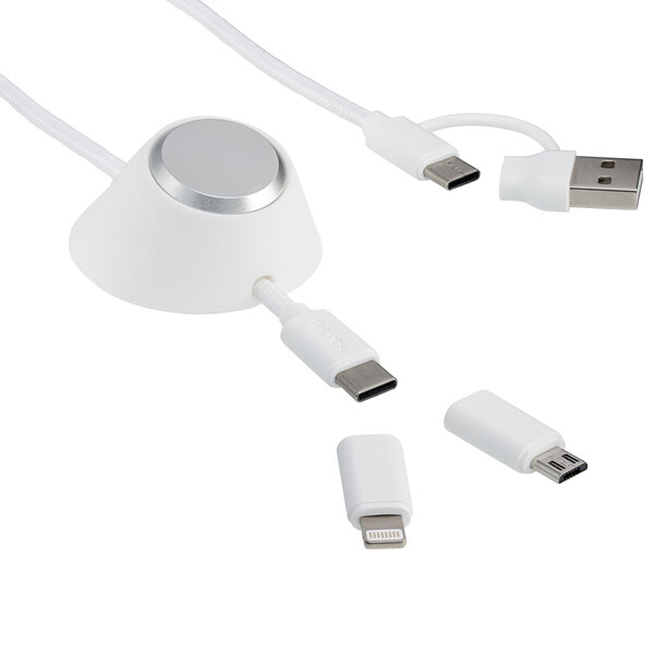 Câble de recharge 6 en 1 avec sélecteur de câble CONVERTICS DESKTOP - blanc / argenté