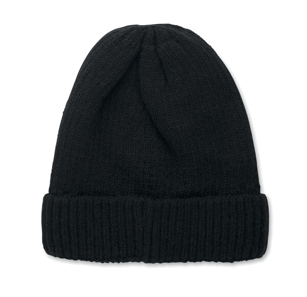 Knitted beanie with cuff Puntos - Black
