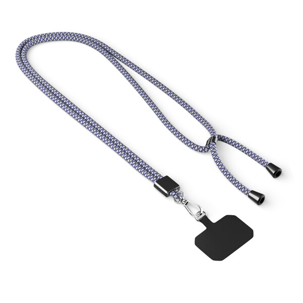 Cordon tendance en polyester recyclé (rPET) crossbody pour téléphone portable - Reflex Blue C / Blanc / Accessoires noirs