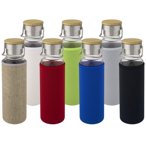 Garrafa de vidro de 660 ml com manga de neoprene "Thor" - Cinzento
