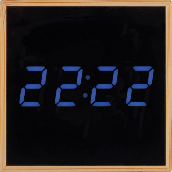 Desk clock with black display and blue LED display EILEEN - Beige