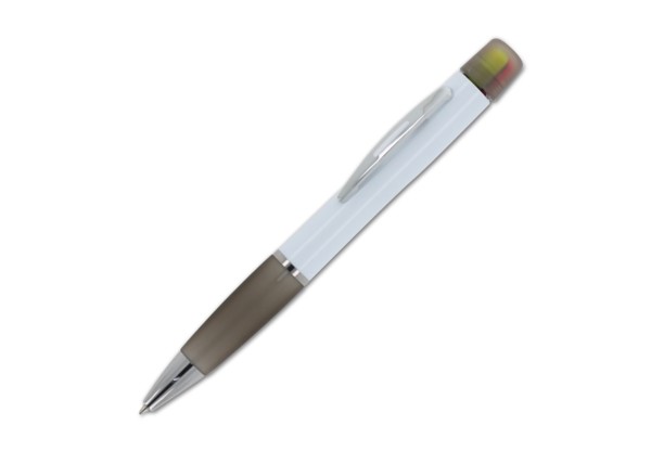 Ball pen Hawaii with tri-colour highlighter - White / Black